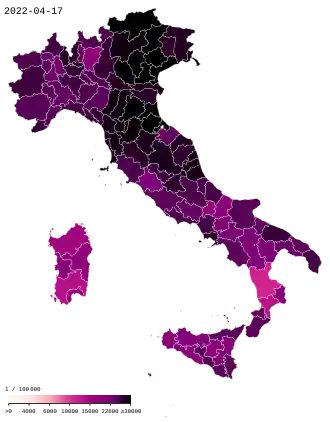 Aantal bevestigde besmettingen per 100.000 inwoners per provincie