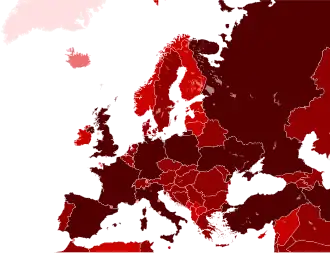 Uitbraak SARS-CoV-2 in Europa, status 24 december 2020 (cumulatief)