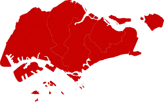 Kaart van de uitbraak in Singapore (per 20 februari): ■&nbsp;Bevestigde cases gerapporteerd