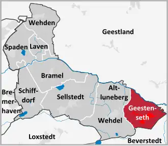 Ligging Geestenseth in de gem. Schiffdorf