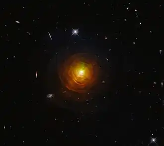 {Opname van de stofschillen rond CW Leonis door Ruimtetelescoop Hubble