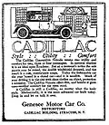 Een 1917 Cadillac advertentie: "Style, Utility, Comfort" – Syracuse Herald, 30 September 1917