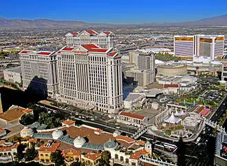 Caesars Palace gezien vanuit de lucht.