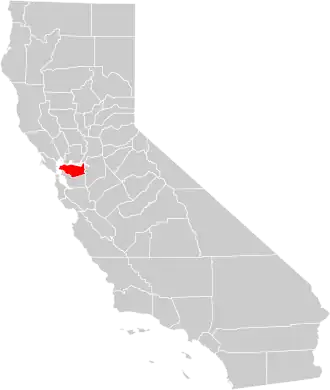 Locatie van Contra Costa County in Californië