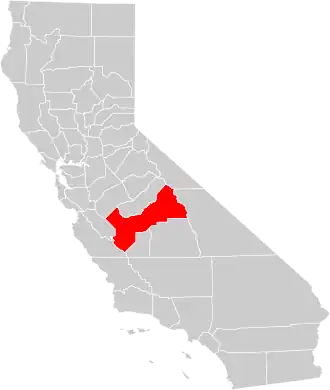 Locatie van Fresno County in Californië