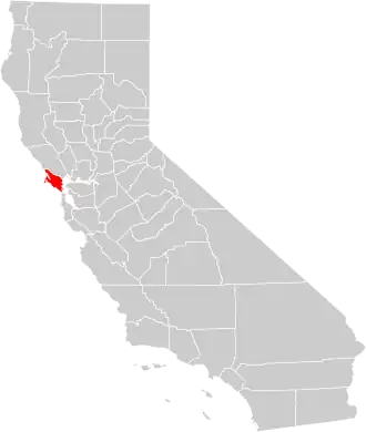 Locatie van Marin County in Californië