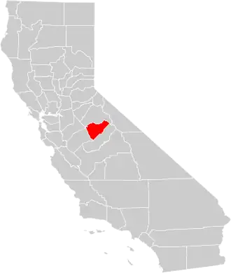Locatie van Mariposa County in Californië