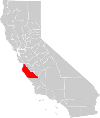 Locatie van Monterey County in Californië