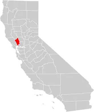 Locatie van Napa County in Californië