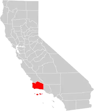 Locatie van Santa Barbara County in Californië