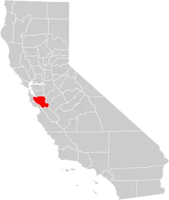 Locatie van Santa Clara County in Californië