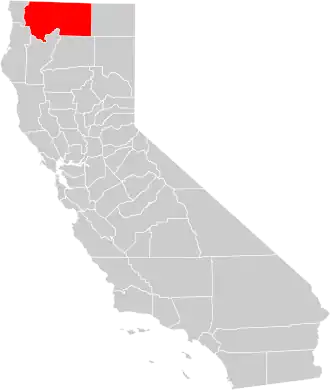Locatie van Siskiyou County in Californië