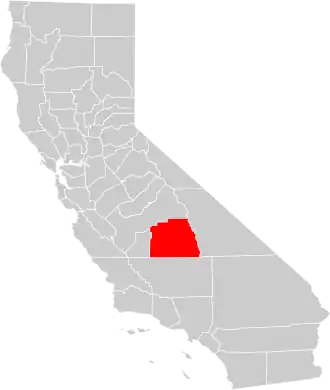 Locatie van Tulare County in Californië