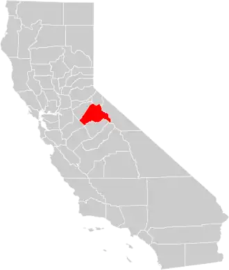 Locatie van Tuolumne County in Californië