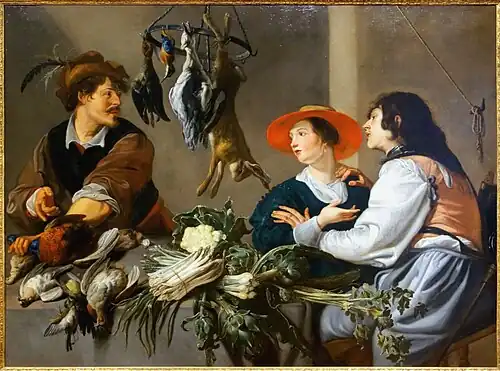 Verkopers van wild en groenten (Adriaen van Utrecht (stillevens) en Theodoor Rombouts (personages))