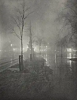 William Fraser, A Wet Night, Columbus Circle, 1899