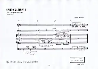 De eerste maten uit Canto Ostinato