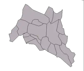 De indeling van de gemeentes binnen het kanton Ambérieu-en-Bugey.