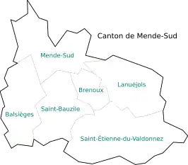 Ligging van de gemeenten in het kanton