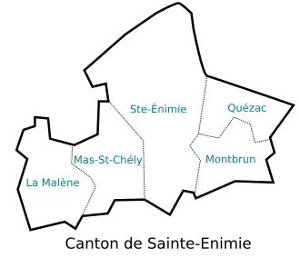 Ligging van de gemeenten in het kanton