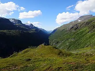Sørdalen-kloof in Nationaal park Rohkunborri