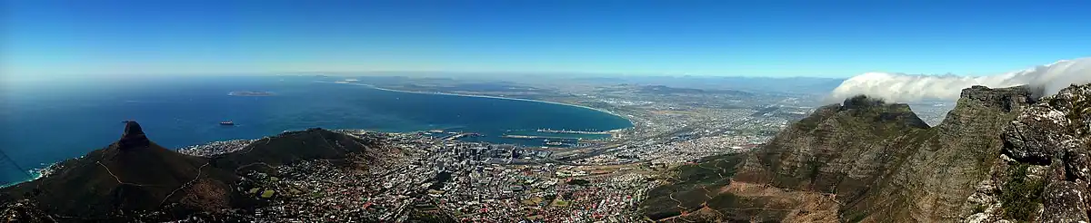Het uitzicht over Kaapstad vanaf de Tafelberg