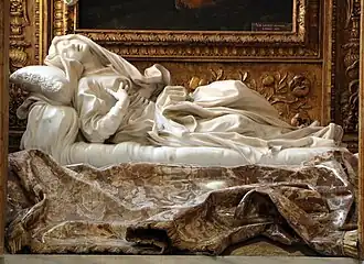 Beeld door Gian Lorenzo Bernini van de Zalige Ludovica Albertoni in de Paluzzi-Albertonikapel van de kerk