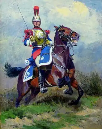 Een Carabinier van de Keizerlijke Garde. Édouard Detaille, olieverf op doek, 1911.