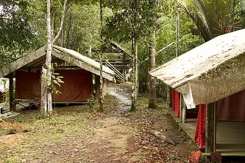 Kamp van CNRS op de Nouragues Inselberg