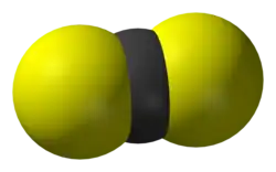 Molecuulmodel van koolstofdisulfide