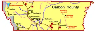 Kaart van Carbon County
