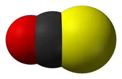 Molecuulmodel van carbonylsulfide