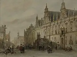 Gezicht op het Stadhuis van Leiden (1860)
