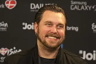 Carl Espen tijdens het Eurovisiesongfestival 2014