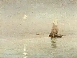 Vissersboot in de maneschijn