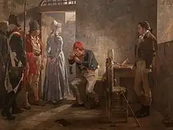 Arturo Michelena, 1889: Corday verlaat haar cel. De schilder is klaar en de cipier steekt een pijp op.