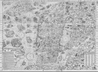 Kaunas wordt “Cavm” genoemd op de Carta Marina uit 1539.