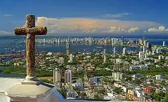 Uitzicht over Cartagena, op de achtergrond Bocagrande