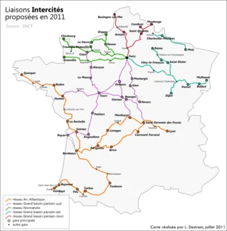 Kaart van het netwerk in 2011.