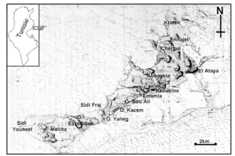 Kaart van Kerkenna-eilanden