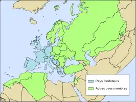 Kaart met de lidstaten van de EPPO