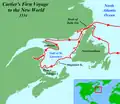 Route van Jacques Cartier in 1534