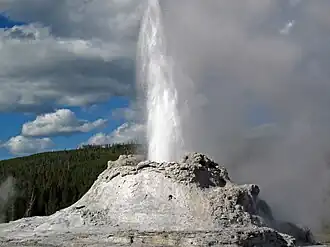 Een uitbarsting van Castle Geyser in 2016