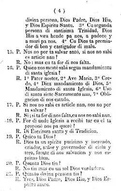 Pagina 4 van de Catecismu Corticu in het Papiaments