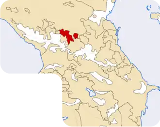 Locatiekaart van de Kabardijnen in de Kaukasus