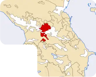 Locatie van de Osseten in de Kaukasus