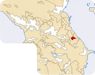 Locatie van de Tabasaranen in de Kaukasus