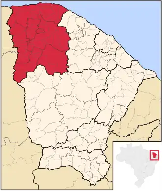 Ligging van de Braziliaanse mesoregio Noroeste Cearense in Ceará