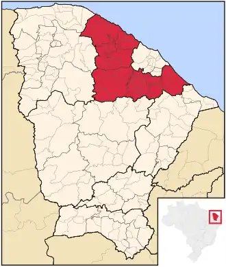 Ligging van de Braziliaanse mesoregio Norte Cearense in Ceará