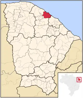 Ligging van de Braziliaanse microregio Baixo Curu in Ceará